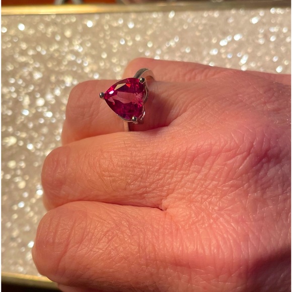 Jewelry - Authentic pink topaz heart ring 925 sterling silver size 8 ring can be sized